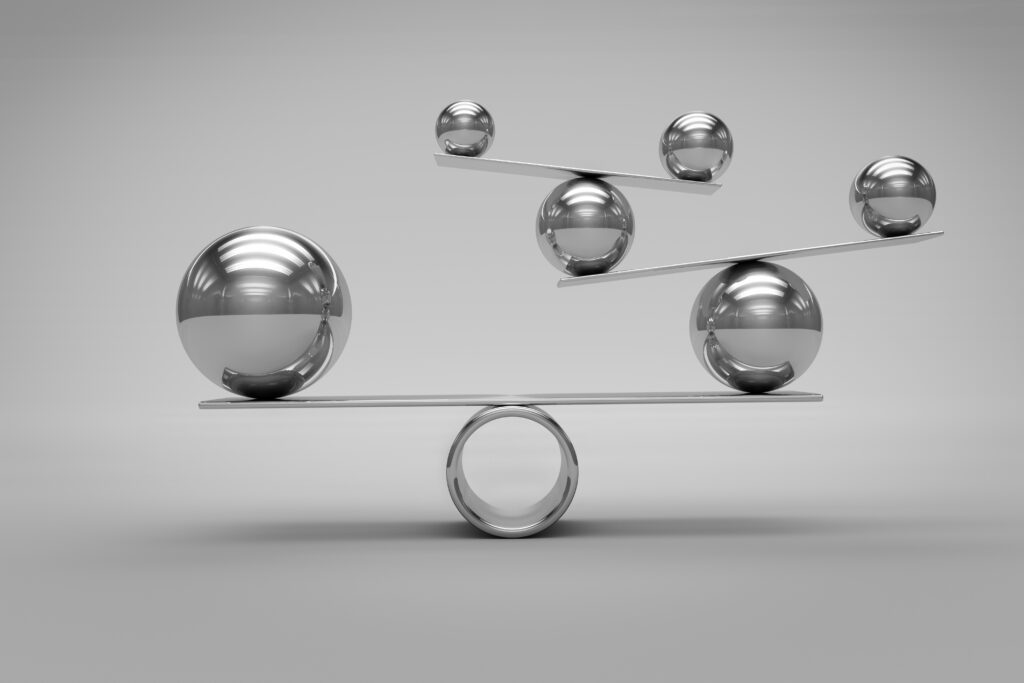 balance concept with chrome balls